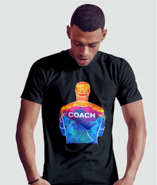 Мъжка тениска с щампа Спортни Илюстрации Colorful Coach